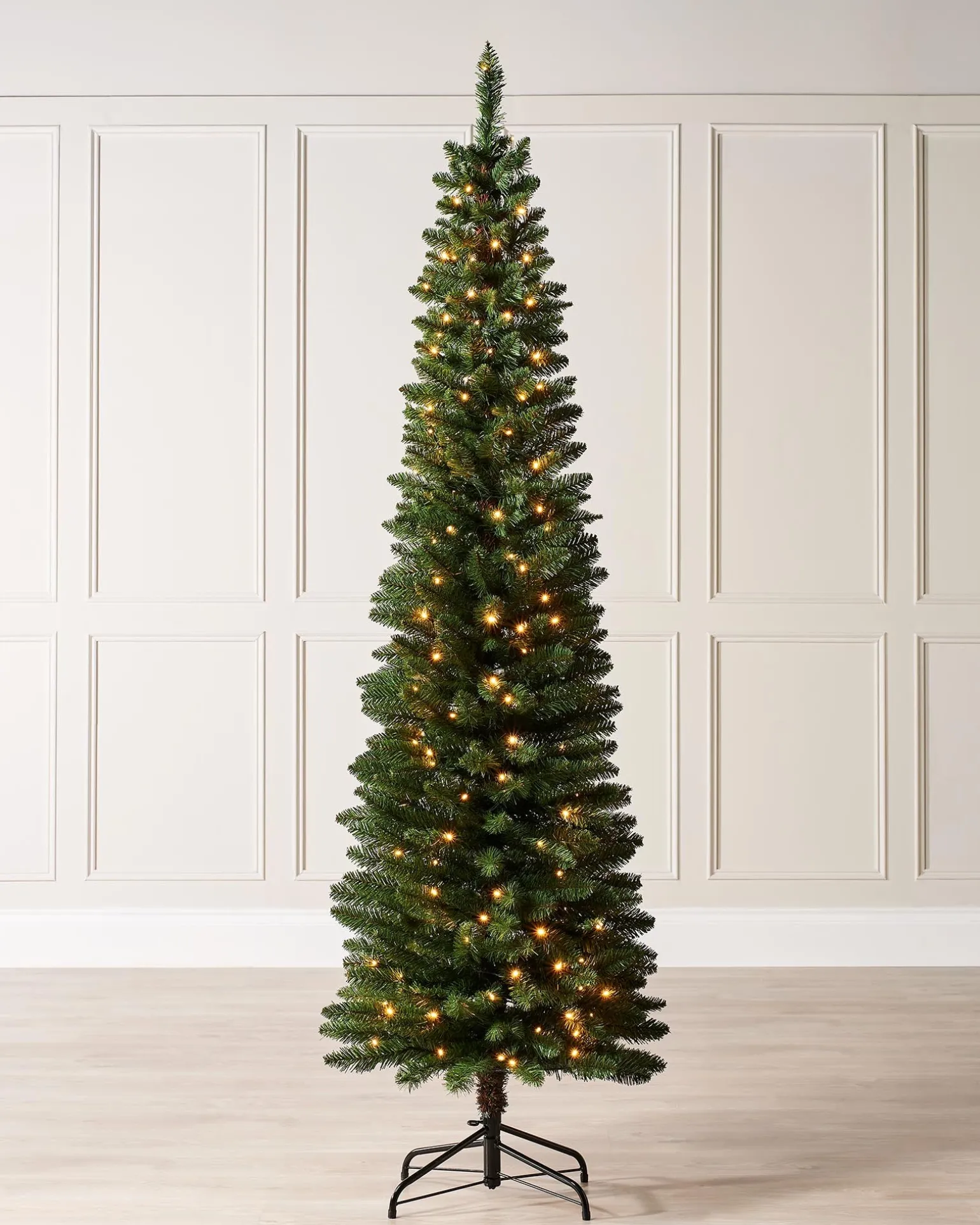 Pre-Lit Green Pencil Christmas Tree, 6.5 Ft