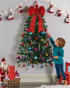Pre-Lit Green Wall Mounted Christmas Tree, 3 Ft