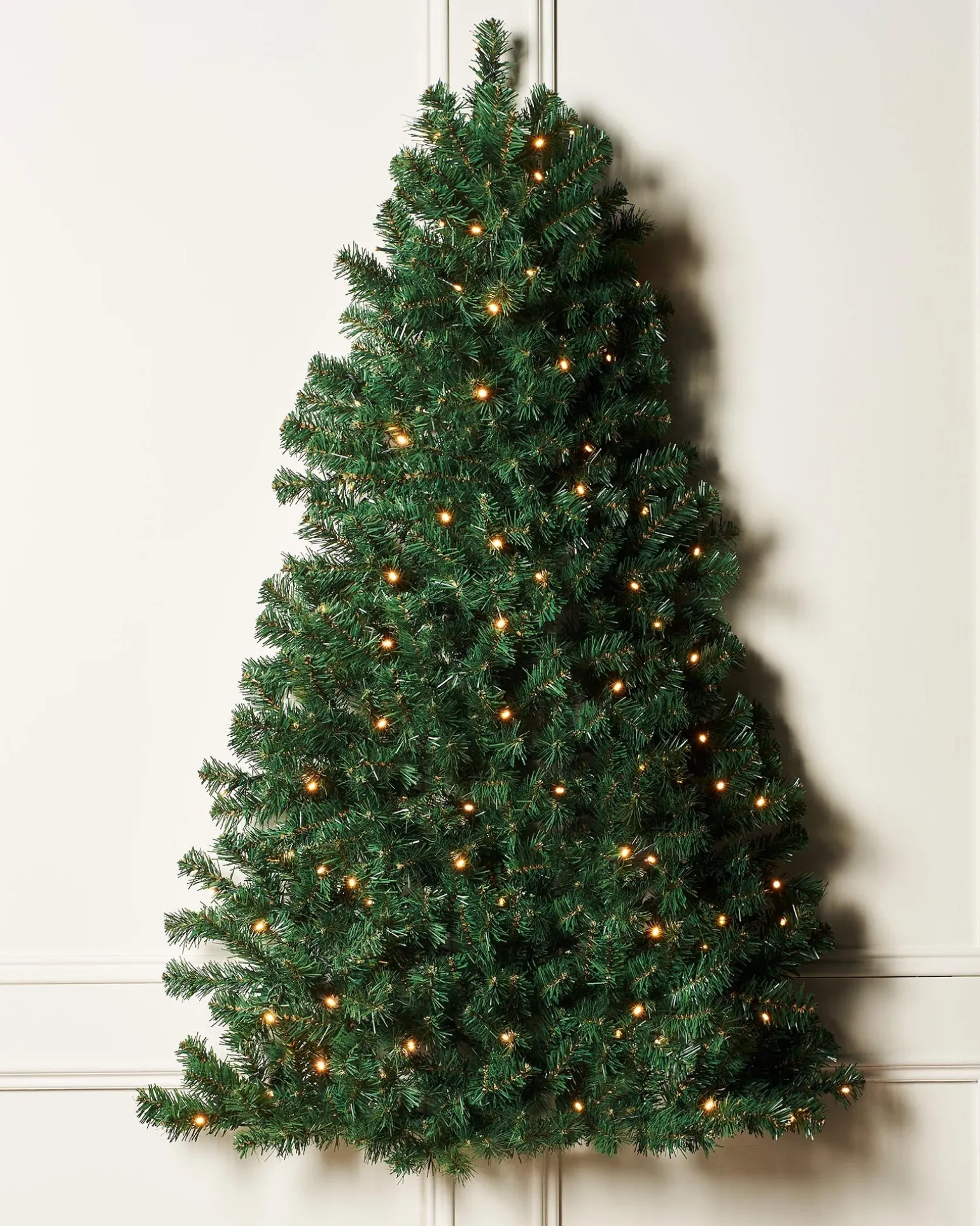 Pre-Lit Green Wall Mounted Christmas Tree, 4 Ft