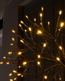 Pre-Lit Hanging Silver Branch Ball With Warm White LEDs, 50 Cm