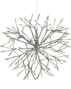 Pre-Lit Hanging Silver Branch Ball With Warm White LEDs, 50 Cm
