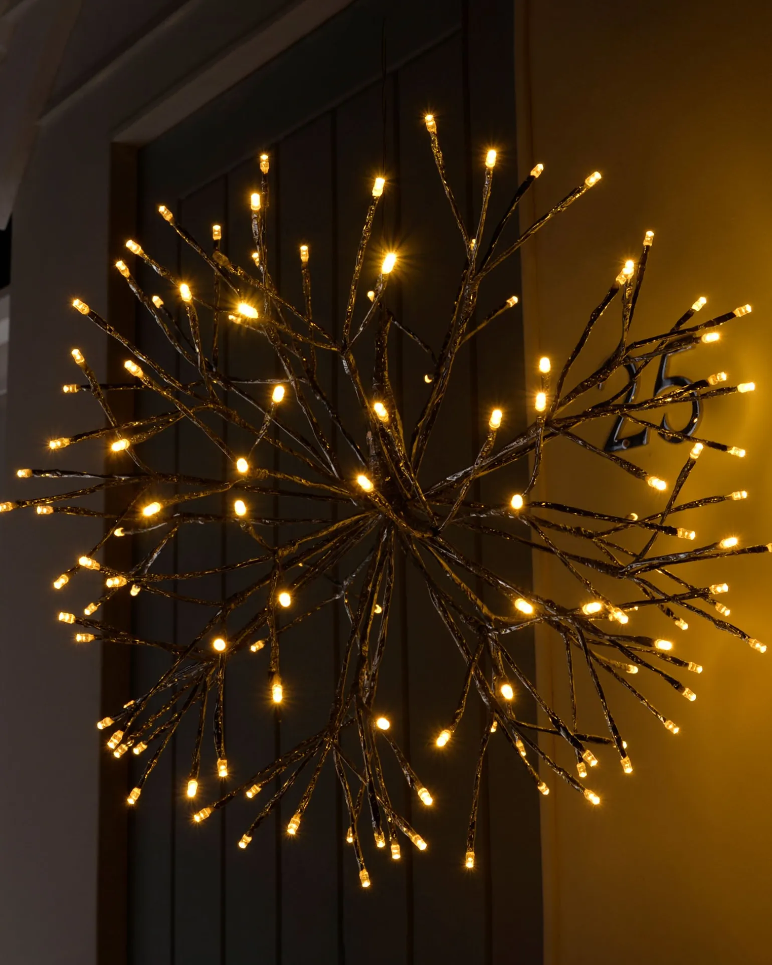Pre-Lit Hanging Silver Branch Ball With Warm White LEDs, 50 Cm