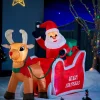 Pre-Lit Inflatable Animated Santa With Sleigh, 6 Ft