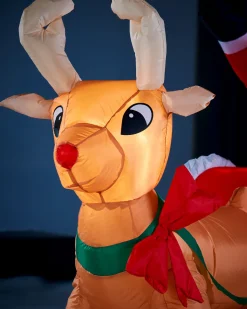 Pre-Lit Inflatable Animated Santa With Sleigh, 6 Ft