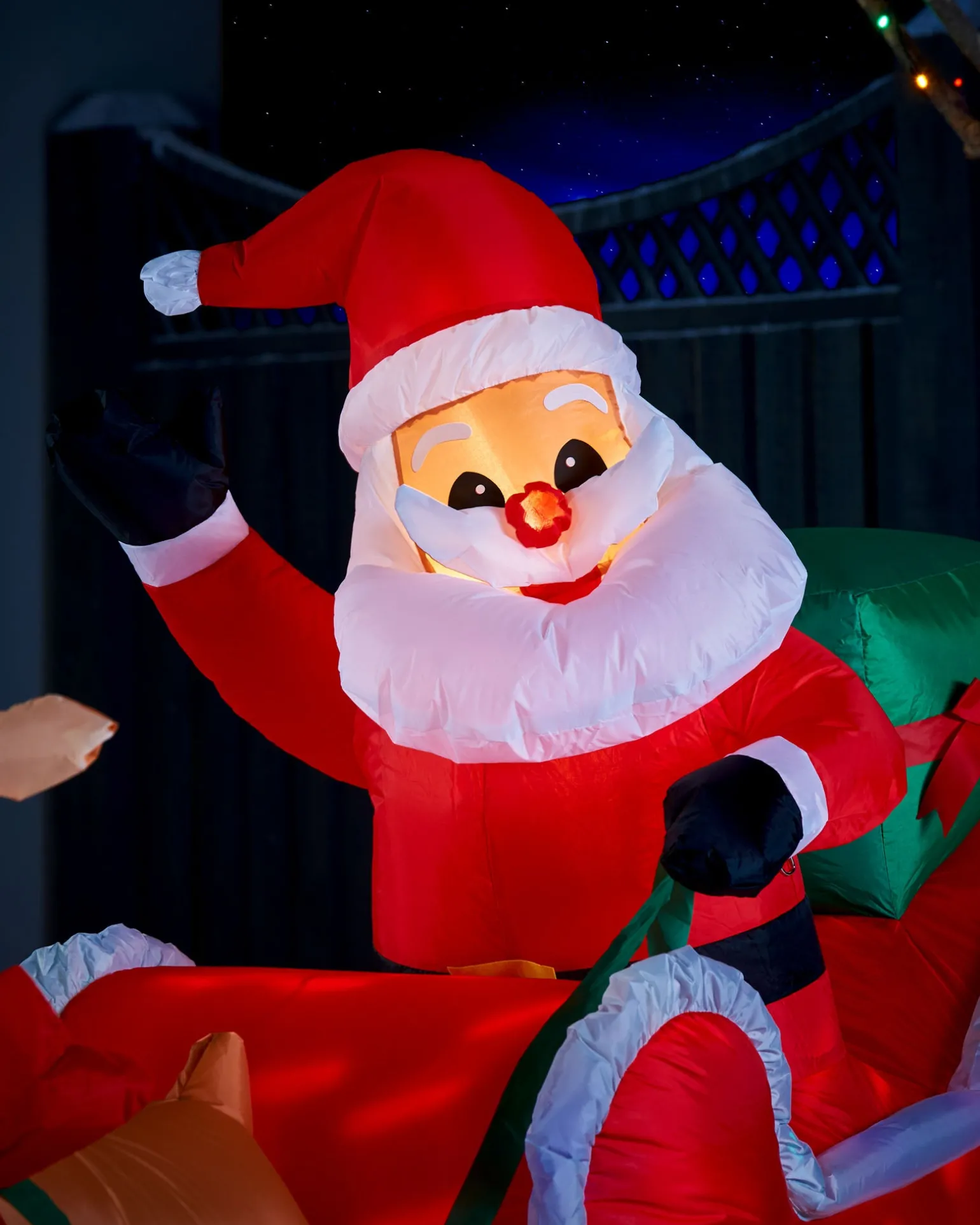 Pre-Lit Inflatable Animated Santa With Sleigh, 6 Ft