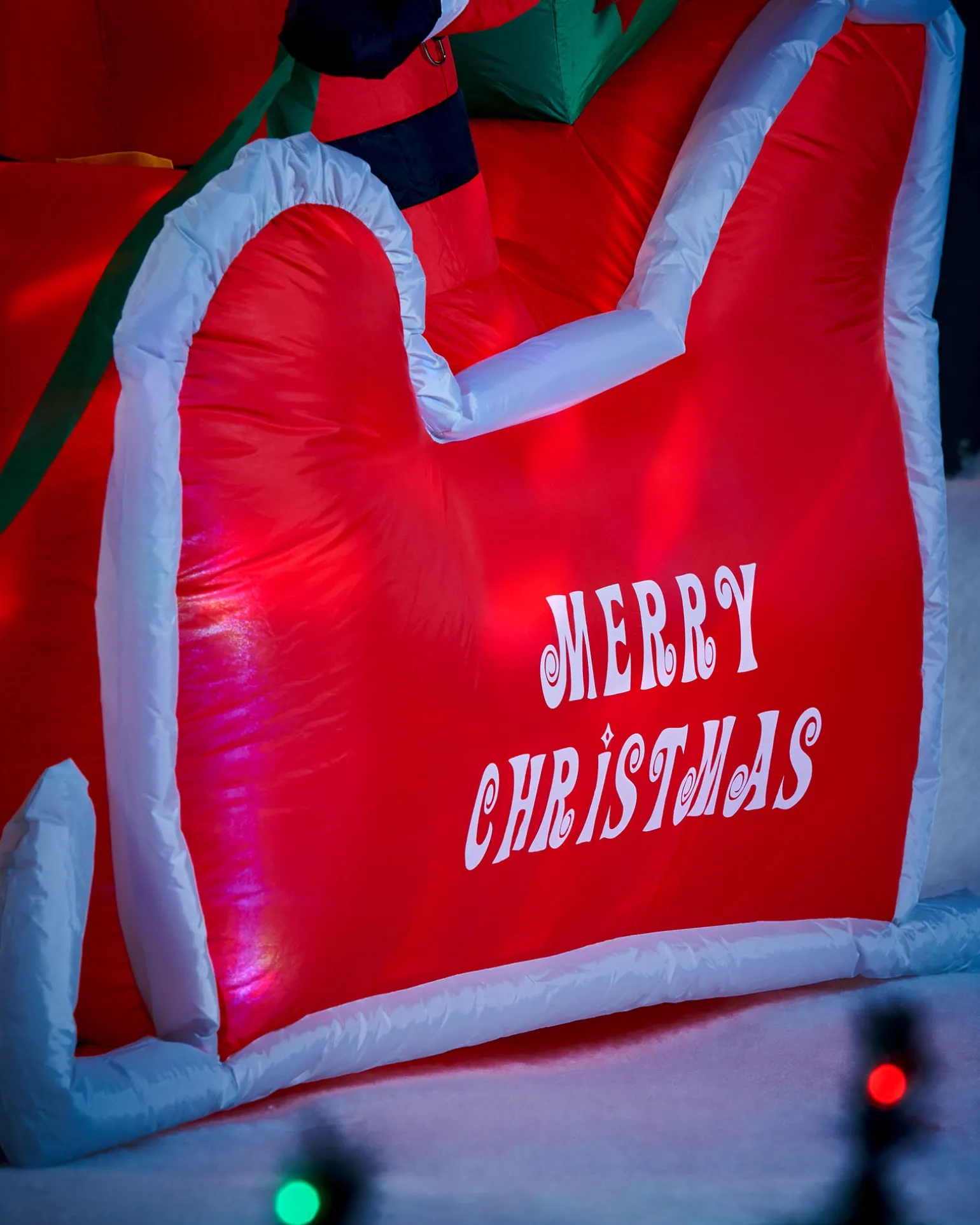 Pre-Lit Inflatable Animated Santa With Sleigh, 6 Ft
