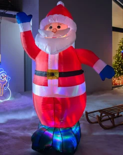 Pre-Lit Inflatable Animated Santa, 6 Ft