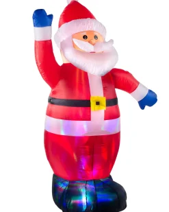 Pre-Lit Inflatable Animated Santa, 6 Ft