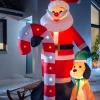 Pre-Lit Inflatable Flashing Santa With Candy Cane, 6 Ft