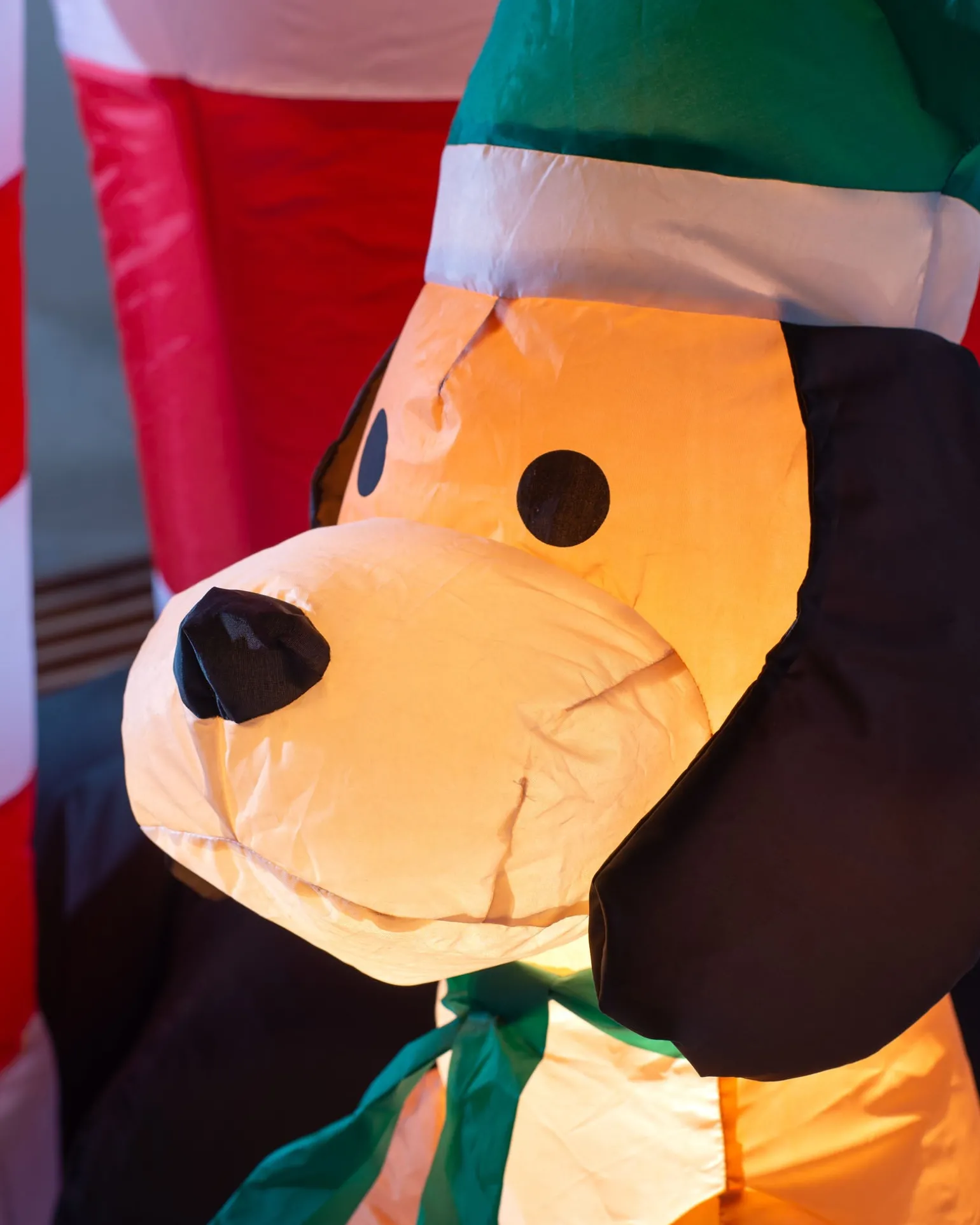 Pre-Lit Inflatable Flashing Santa With Candy Cane, 6 Ft