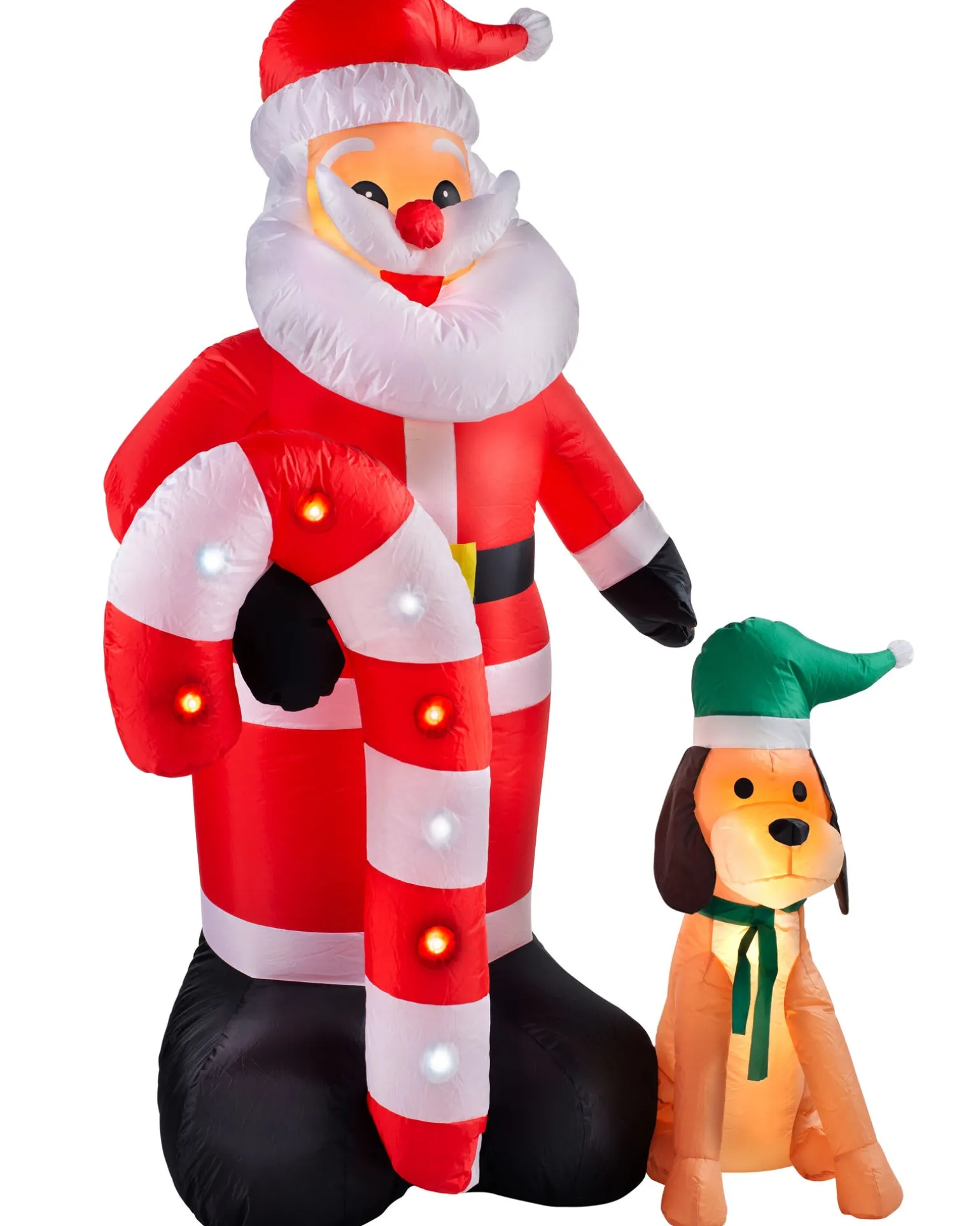 Pre-Lit Inflatable Flashing Santa With Candy Cane, 6 Ft