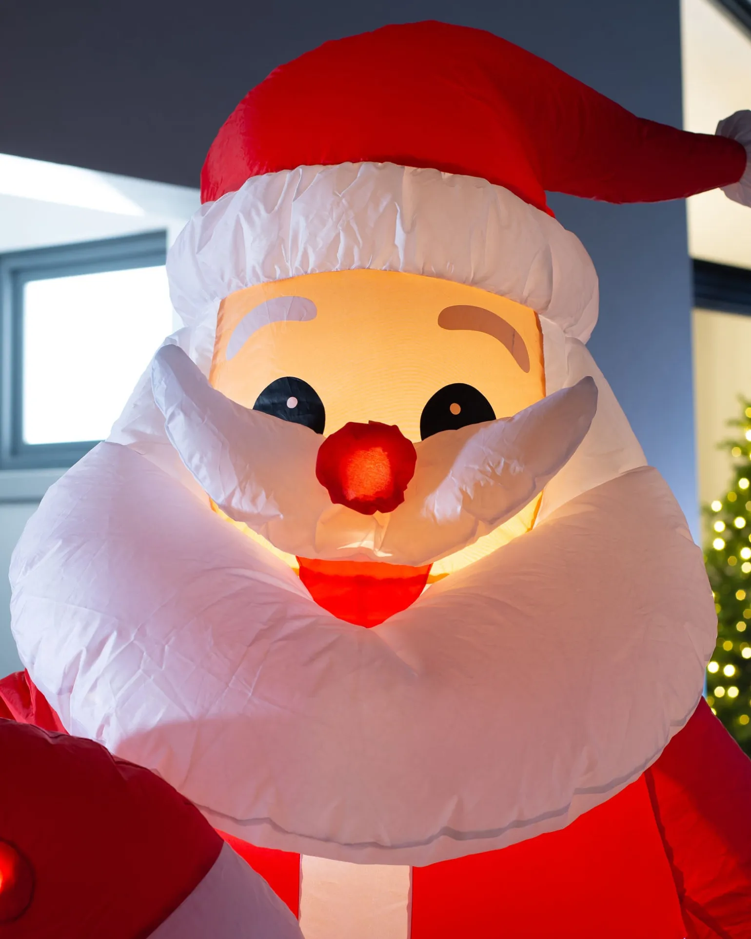 Pre-Lit Inflatable Flashing Santa With Candy Cane, 6 Ft