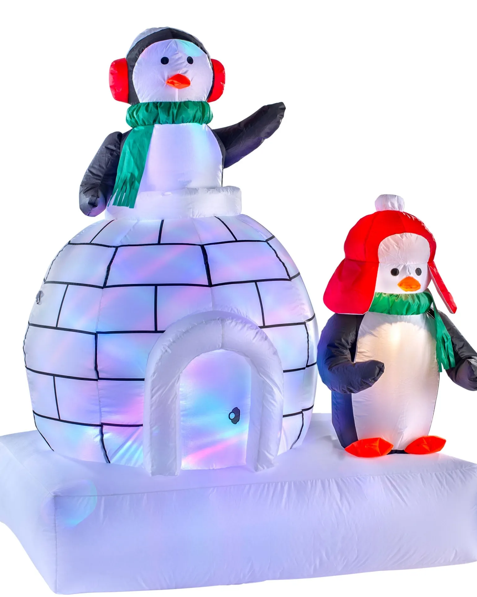 Pre-Lit Inflatable Penguin Family And Igloo, 5 Ft