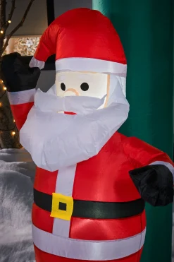 Pre-Lit Inflatable Santa & Snowman Candy Cane Arch, 8 Ft