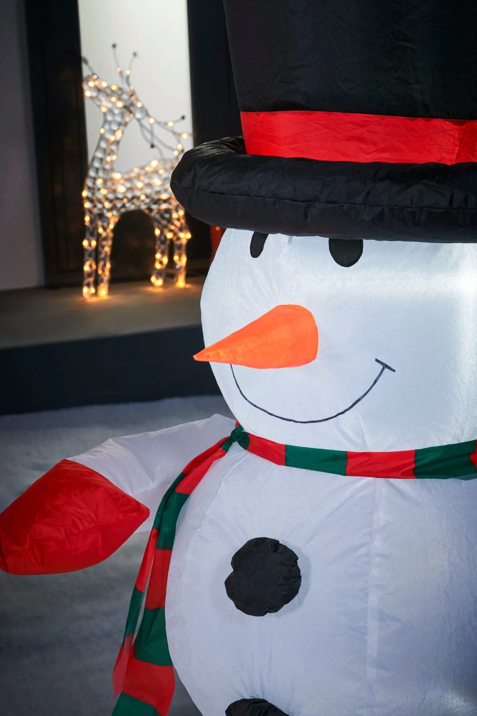 Pre-Lit Inflatable Santa & Snowman Candy Cane Arch, 8 Ft