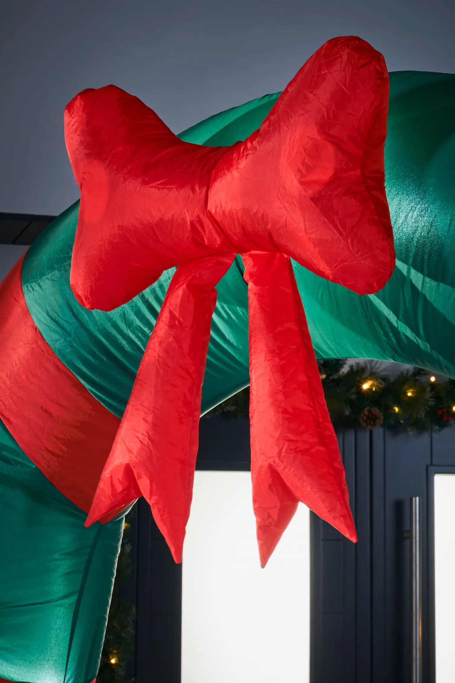 Pre-Lit Inflatable Santa & Snowman Candy Cane Arch, 8 Ft