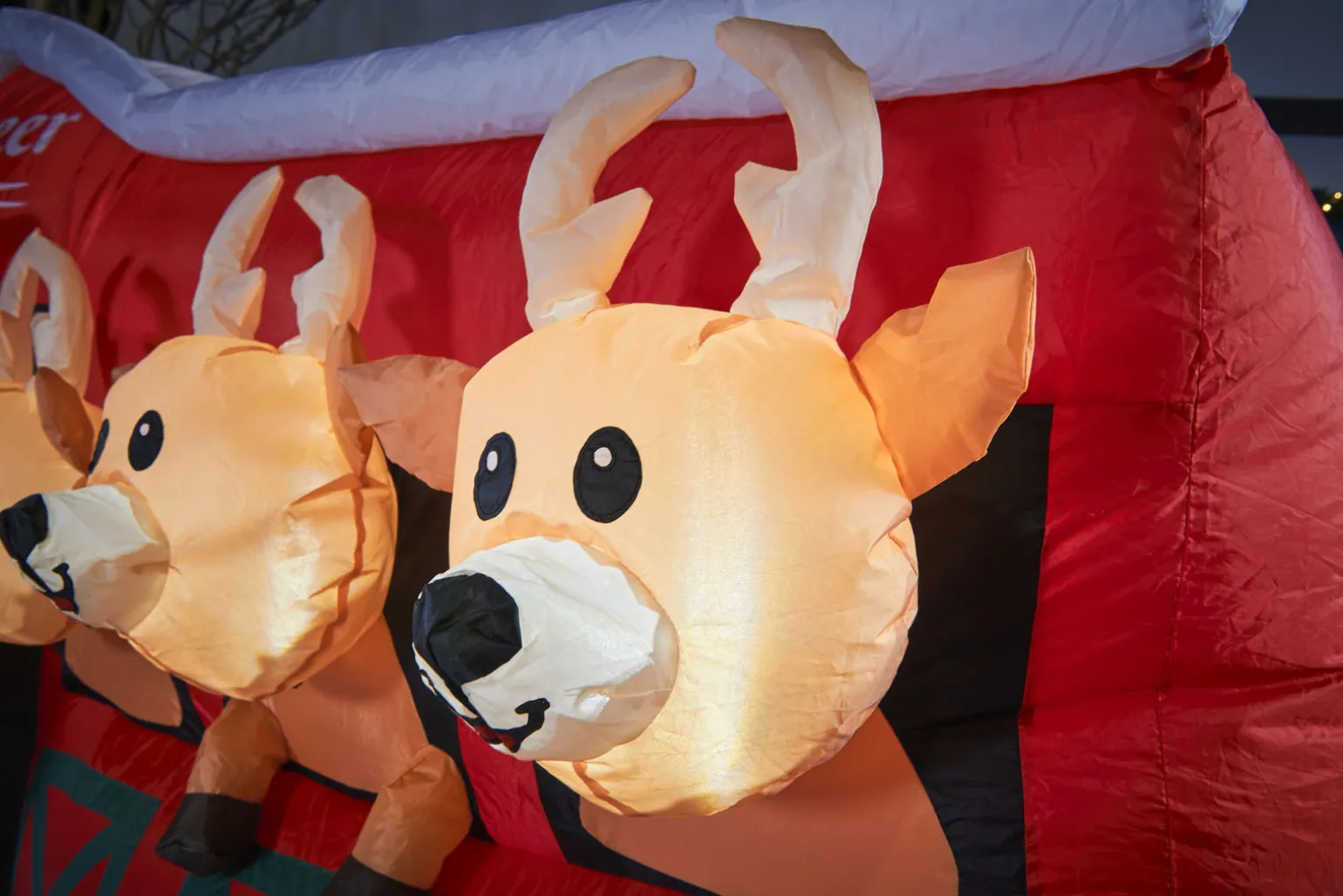 Pre-Lit Inflatable Santa & Reindeer Stables, 8.5 Ft