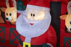 Pre-Lit Inflatable Santa & Reindeer Stables, 8.5 Ft