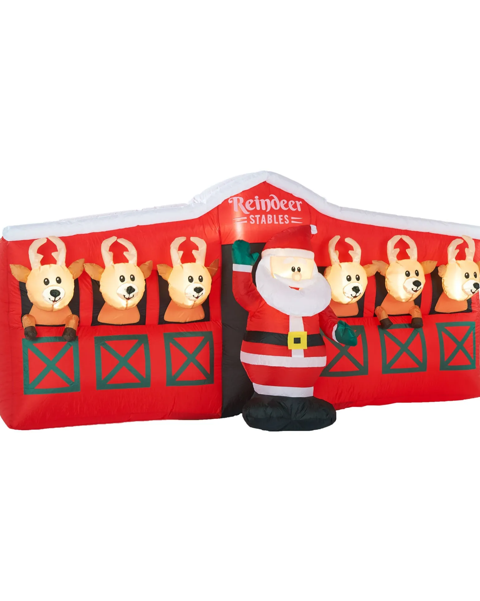 Pre-Lit Inflatable Santa & Reindeer Stables, 8.5 Ft
