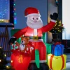 Pre-Lit Inflatable Santa With Present Stack, 5 Ft