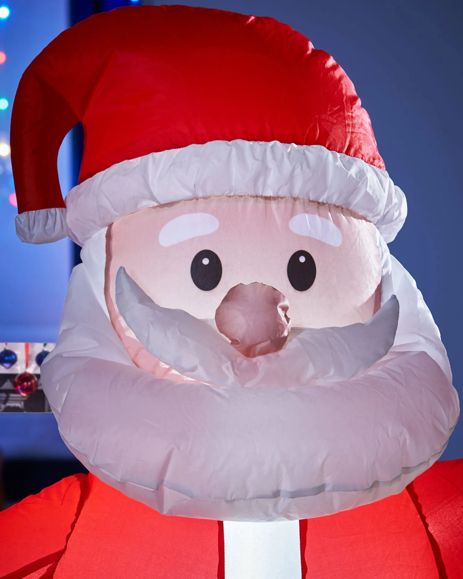 Pre-Lit Inflatable Santa With Present Stack, 5 Ft