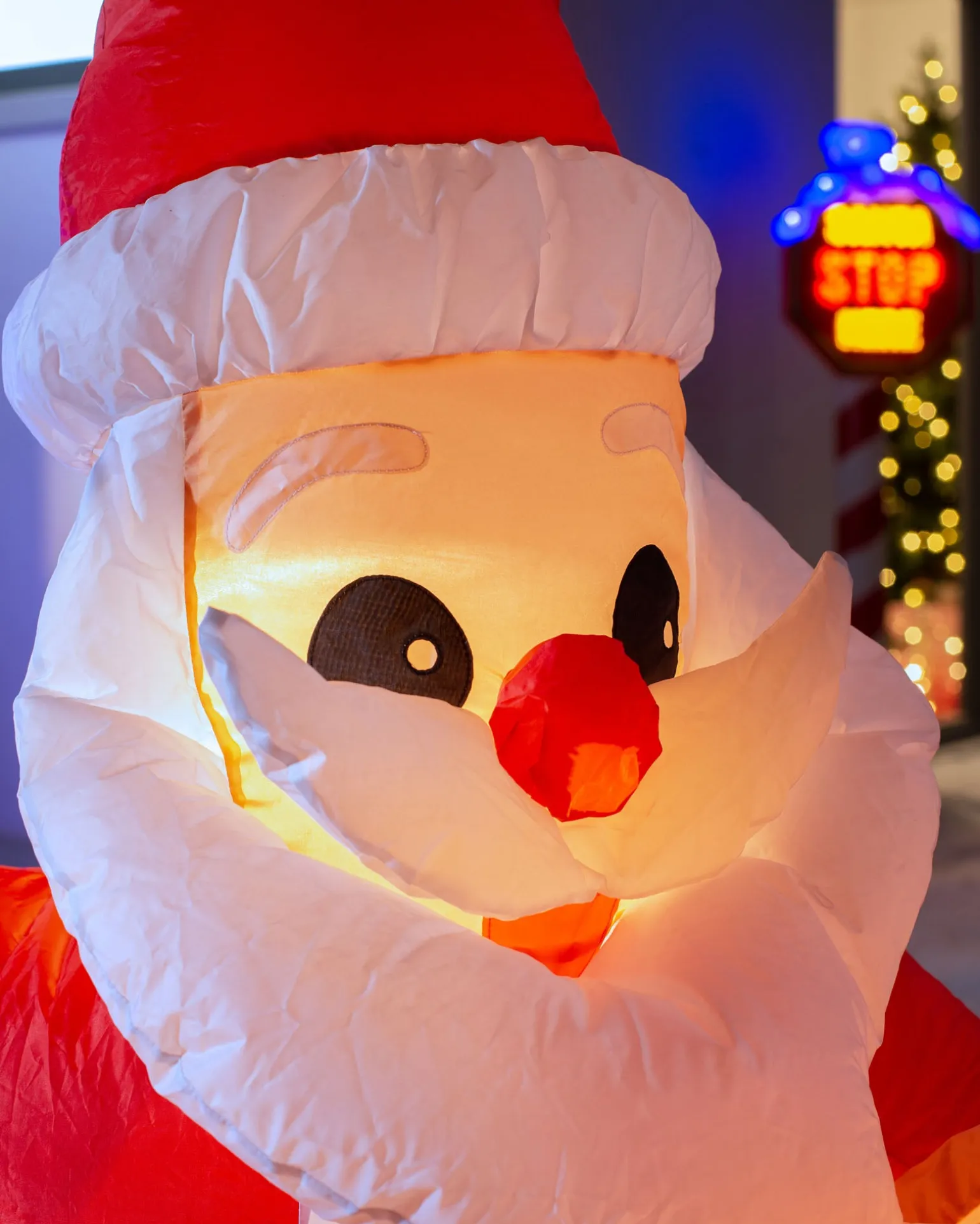 Pre-Lit Inflatable Santa With Dog, 4 Ft