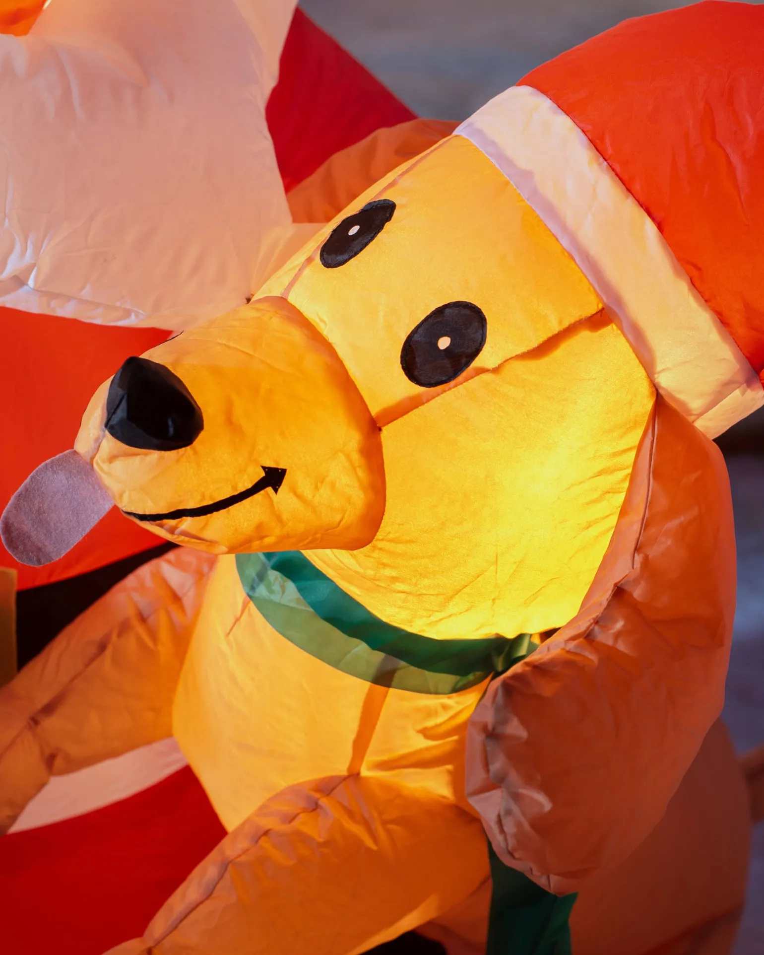 Pre-Lit Inflatable Santa With Dog, 4 Ft
