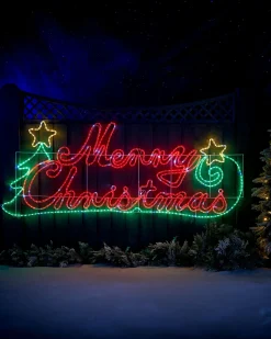 Pre-Lit Merry Christmas Rope Light Silhouette, 2 M