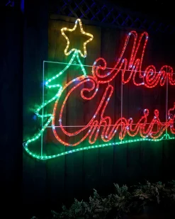 Pre-Lit Merry Christmas Rope Light Silhouette, 2 M
