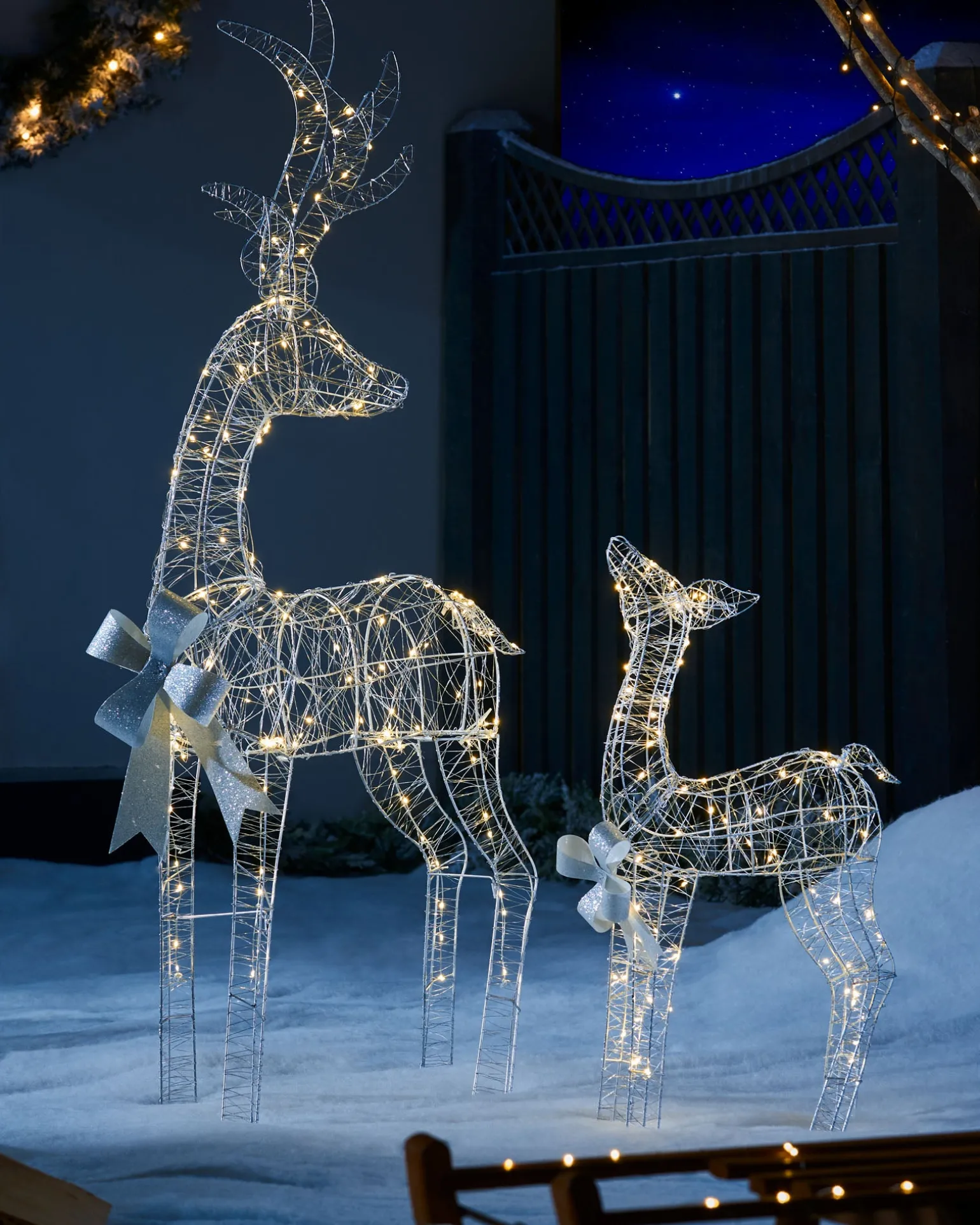 Pre-Lit Micro LED Reindeer Family Silhouette, 135 Cm