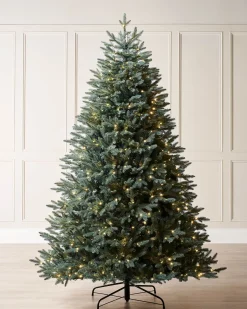 Pre-Lit Mixed Pine Blue Christmas Tree, Dual LED Warm White, 7 Ft
