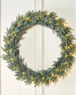 Pre-Lit Mixed Pine Blue Wreath, 1 M