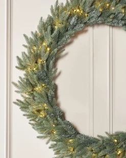 Pre-Lit Mixed Pine Blue Wreath, 1 M