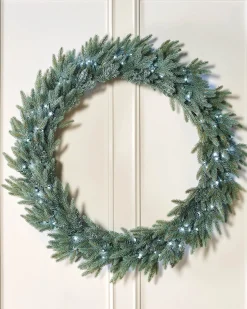 Pre-Lit Mixed Pine Blue Wreath, 1 M