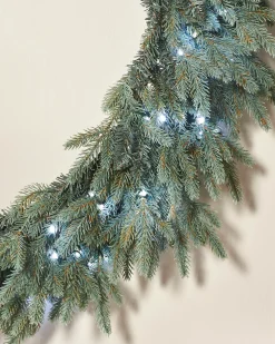 Pre-Lit Mixed Pine Blue Wreath, 1 M