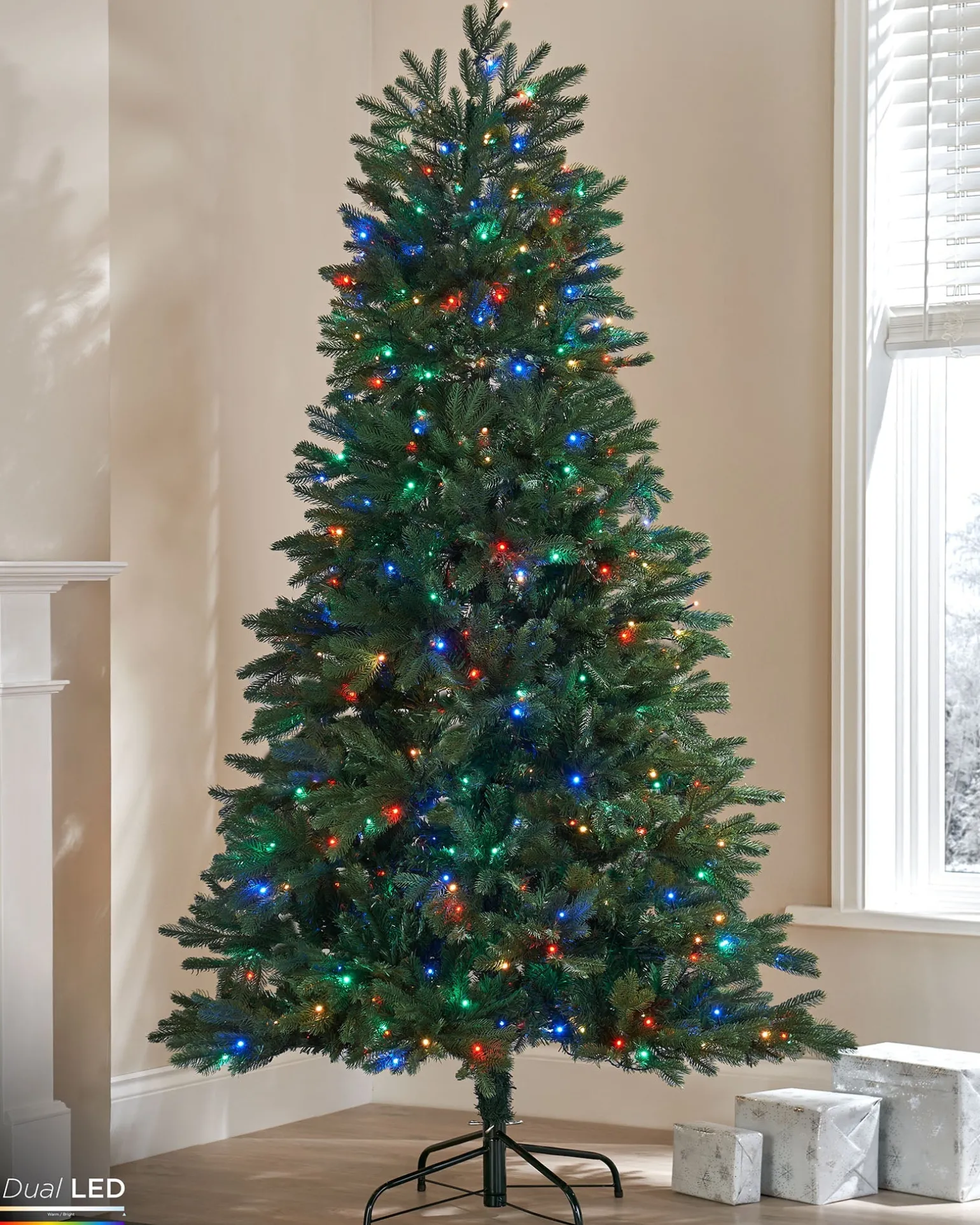 Pre-Lit Mixed Pine Christmas Tree With Remote Control Lights, 7 Ft