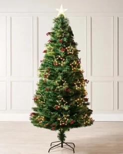 Pre-Lit Mixed Pine Fibre Optic Christmas Tree With LED Stars, 6 Ft