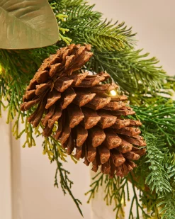 Pre-Lit Mixed Tip Garland, Pinecones & Berries, 9 Ft
