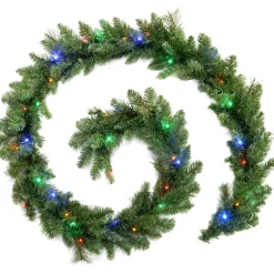 Pre-Lit Multi-Coloured LEDs Garland, 9 Ft