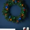 Pre-Lit Multi-Coloured LEDs Wreath, 60 Cm