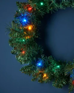 Pre-Lit Multi-Coloured LEDs Wreath, 60 Cm