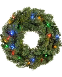 Pre-Lit Multi-Coloured LEDs Wreath, 60 Cm