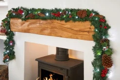 Pre-Lit Multi-Function Decorated Garland, 9 Ft