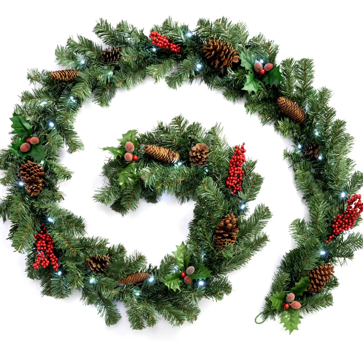 Pre-Lit Multi-Function Decorated Garland, 9 Ft