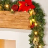 Pre-Lit Multi-Function Decorated Garland, Red/Gold, 9 Ft