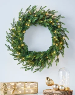 Pre-Lit Multi-Function Douglas Fir Wreath, 60 Cm