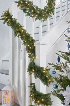 Pre-Lit Multi-Function Douglas Fir Garland, 9 Ft