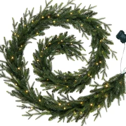 Pre-Lit Multi-Function Douglas Fir Garland, 9 Ft