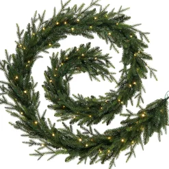 Pre-Lit Multi-Function Douglas Fir Garland, 18 Ft