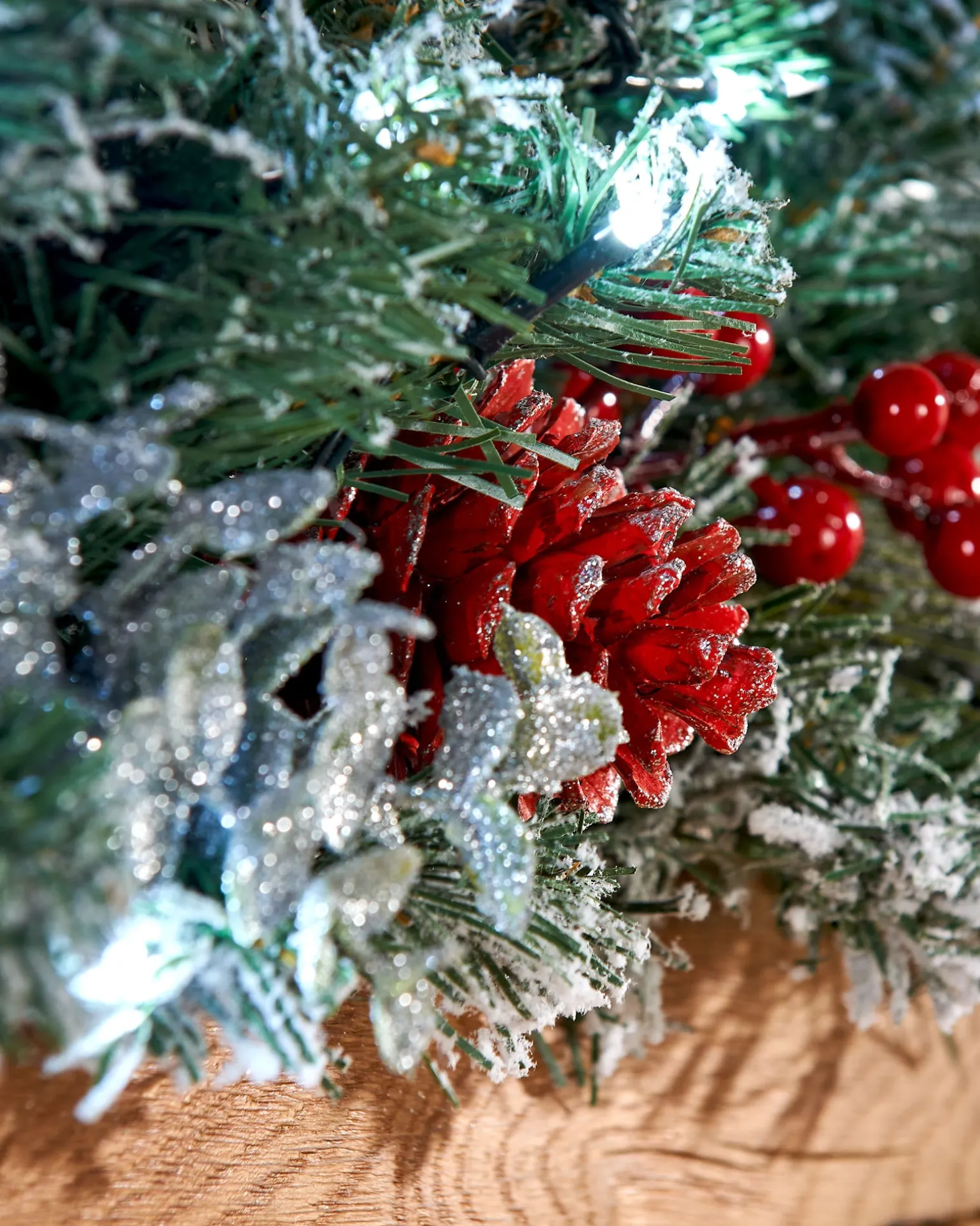 Pre-Lit Multi-Function Frosted Decorated Garland, 9 Ft